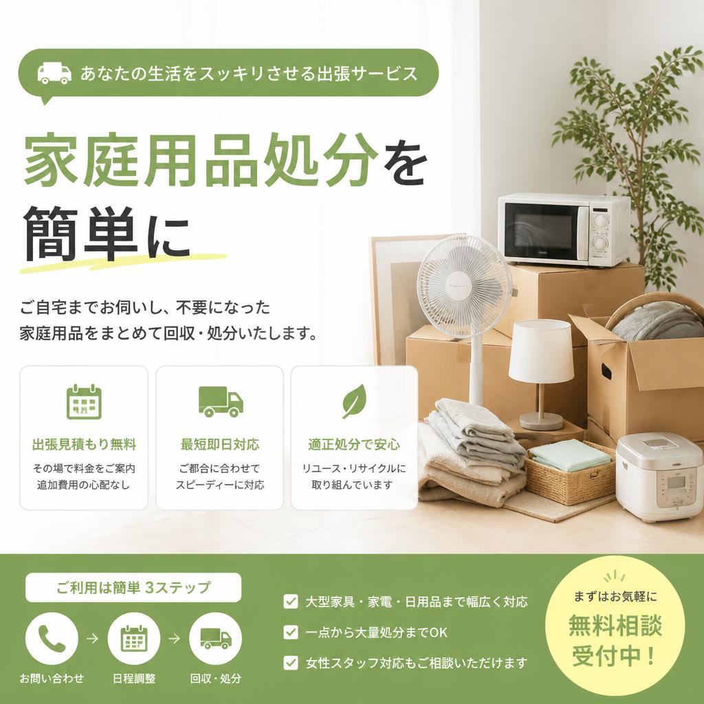 あなたの生活をスッキリさせる出張サービスで家庭用品処分を簡単に